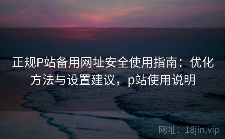 正规P站备用网址安全使用指南：优化方法与设置建议，p站使用说明